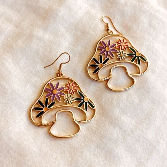 mushroom drop earrings H74 - Picture 5 of 5